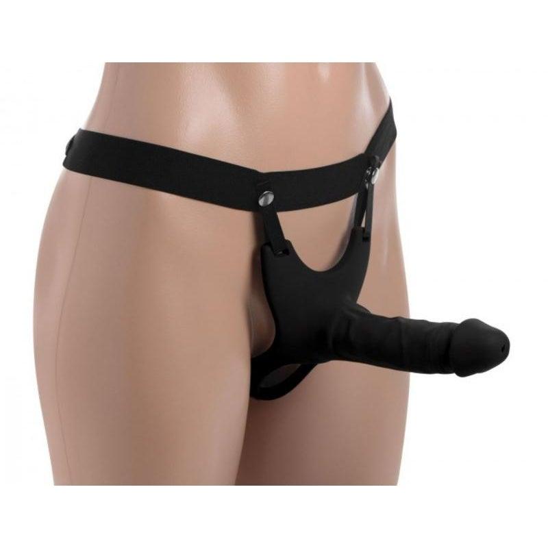 Hollow Strap-On Silicone Dildo With Harness