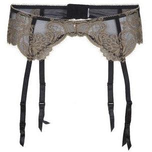 Lace Suspender Belt - Black / Gold