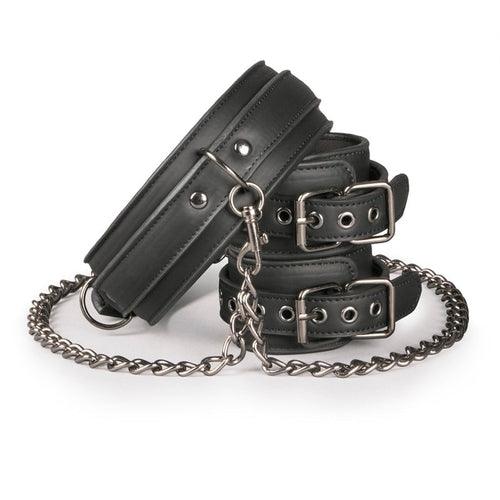 Leather Collar With Handcuffs