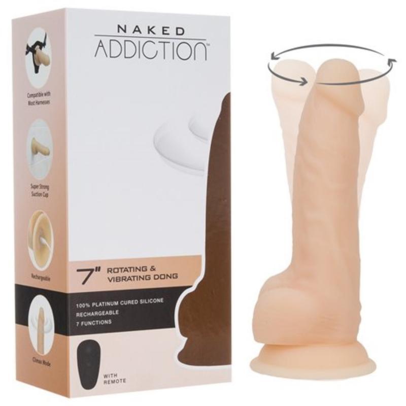 Naked Addiction Realistic Rotating Dildo with Remote control - 18 cm