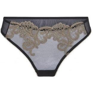 Sensual Thong With Lace - Black / Gold