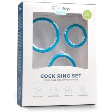 Three Size Cock Ring Set - Blue