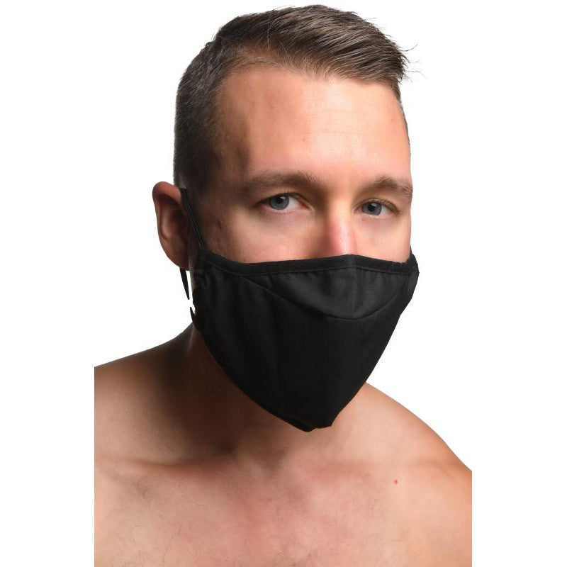 Mouth-Full Dildo Face Mask - Black