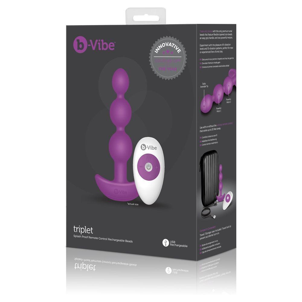 b-Vibe Triplet Anal Beads Fuchsia/Silver