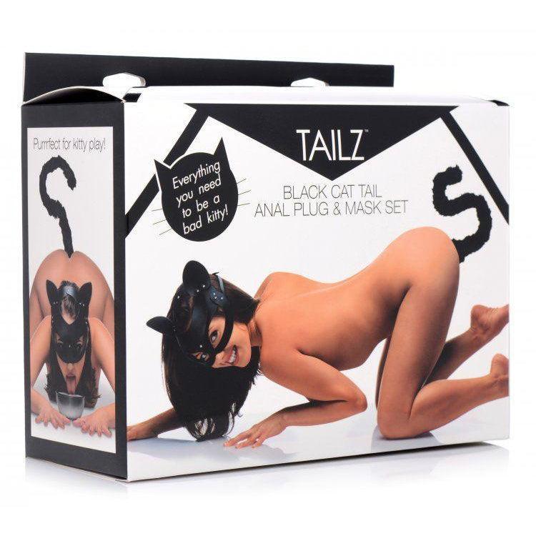 Black Cat Tail Anal Plug & Mask Set