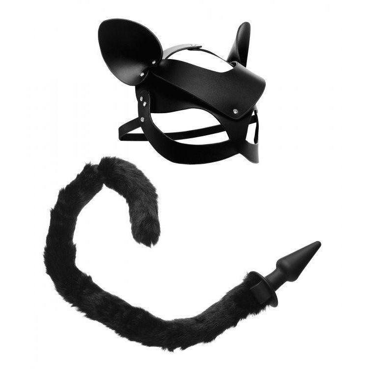 Black Cat Tail Anal Plug & Mask Set