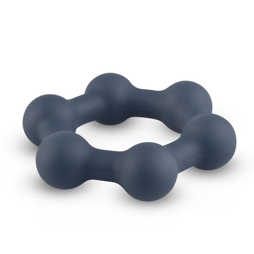 Boners Hexagon Cock Ring With Steel Balls Grey