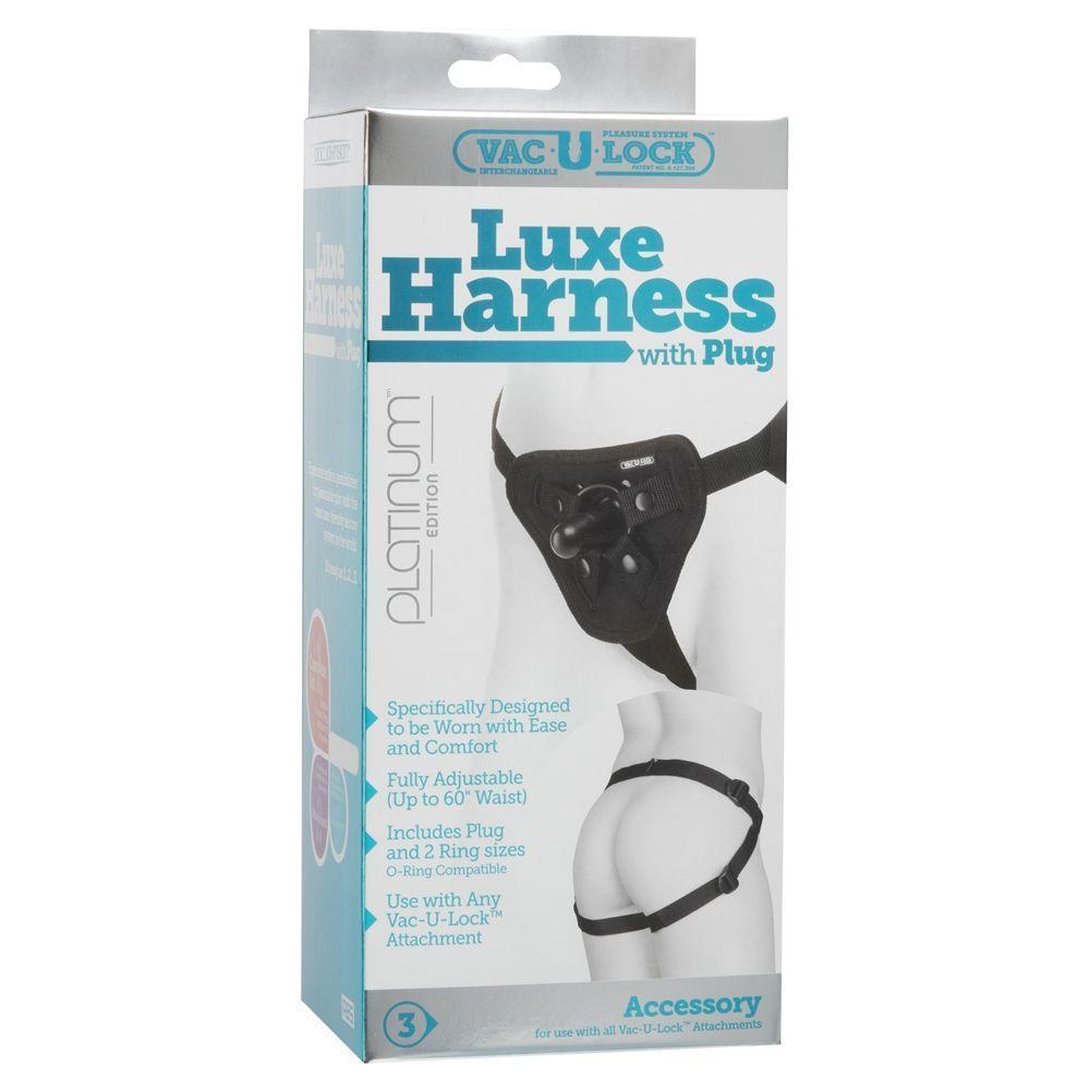 Doc Johnson Vac-U-Lock Platinum Luxe Harness With Plug Black