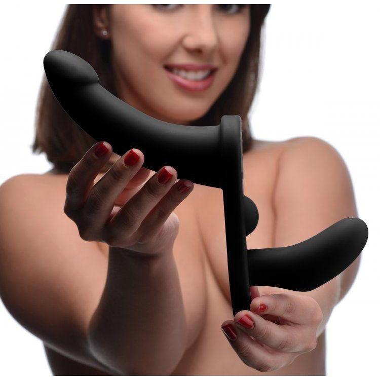 Double Take 10X Double Penetration Vibrating Strap-on Harness - Black