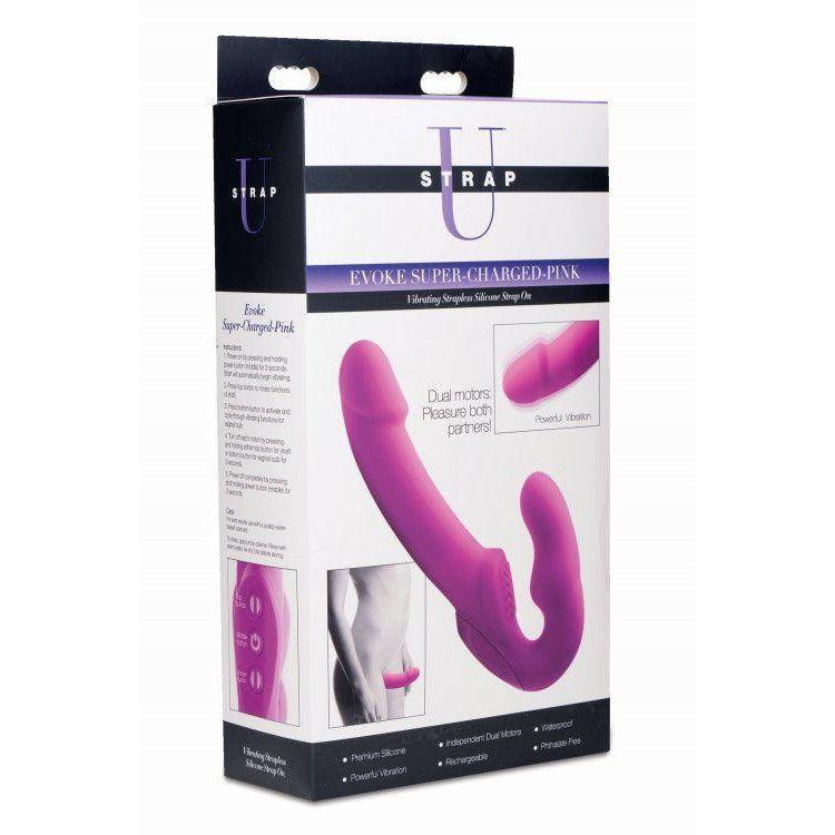 Evoke Super Charged Pink Vibrating Strapless Silicone Dildo