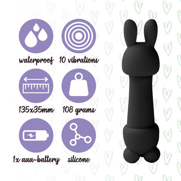 FeelzToys - Mister Bunny Massage Vibrator with 2 Caps Black