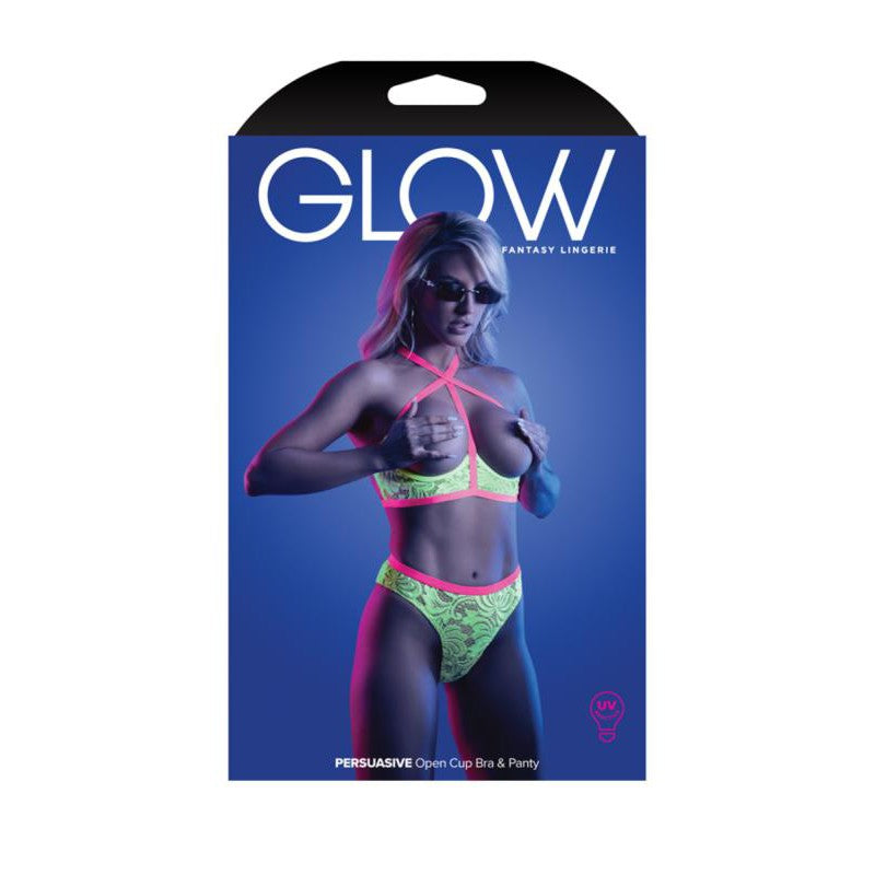 PERSUASIVE Open Cup Bra and Panty - Neon Green