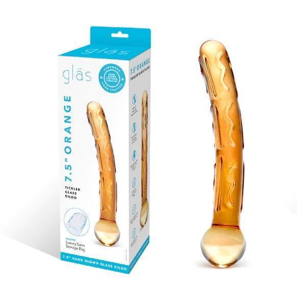 Glas Orange Tickler Glass Dildo Gold 7.5"