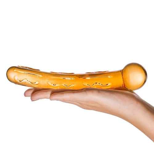 Glas Orange Tickler Glass Dildo Gold 7.5"