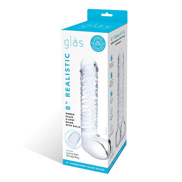 Glas - Realistic Ribbed Glass G-Spot Dildo with Balls