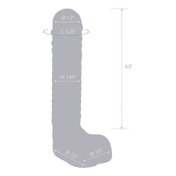 Glas - Realistic Ribbed Glass G-Spot Dildo with Balls