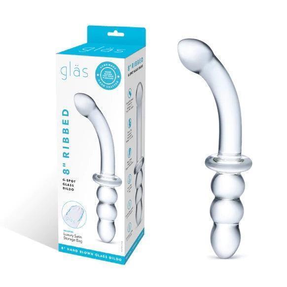 Glas Ribbed G-Spot Transparent 8"