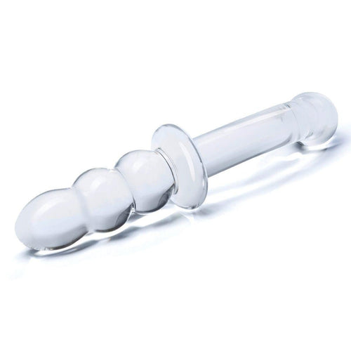 Glas Ribbed G-Spot Transparent 8"