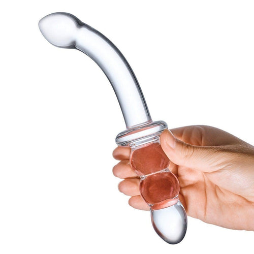 Glas Ribbed G-Spot Transparent 8"