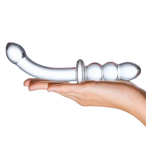 Glas Ribbed G-Spot Transparent 8"