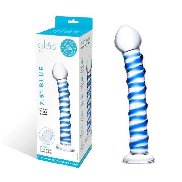 Glas Spiral Glass Dildo Blue 7.5"