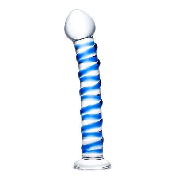 Glas Spiral Glass Dildo Blue 7.5"