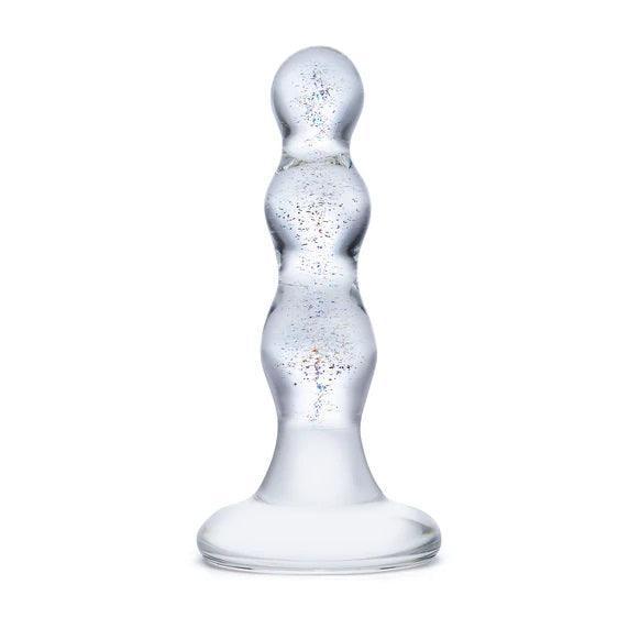 Glas Triple Play Beaded Butt Plug Clear 4"