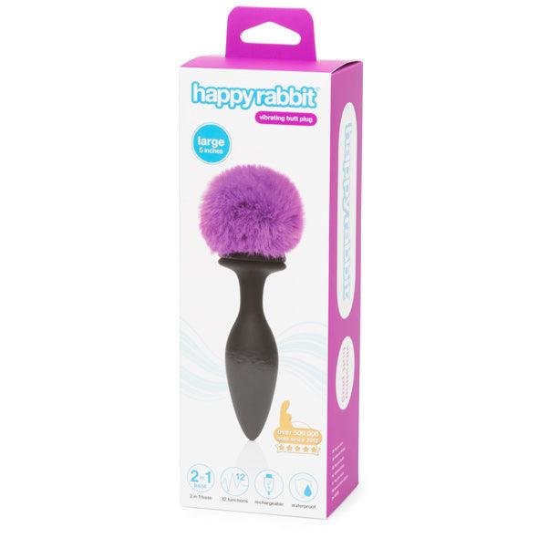 Happy Rabbit - Rechargeable Vibrating Butt Plug Black & Purple Large