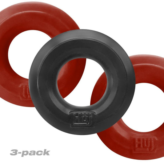 Hunkyjunk HUJ3 Cock Ring 3-Pack Cherry & Tar Ice