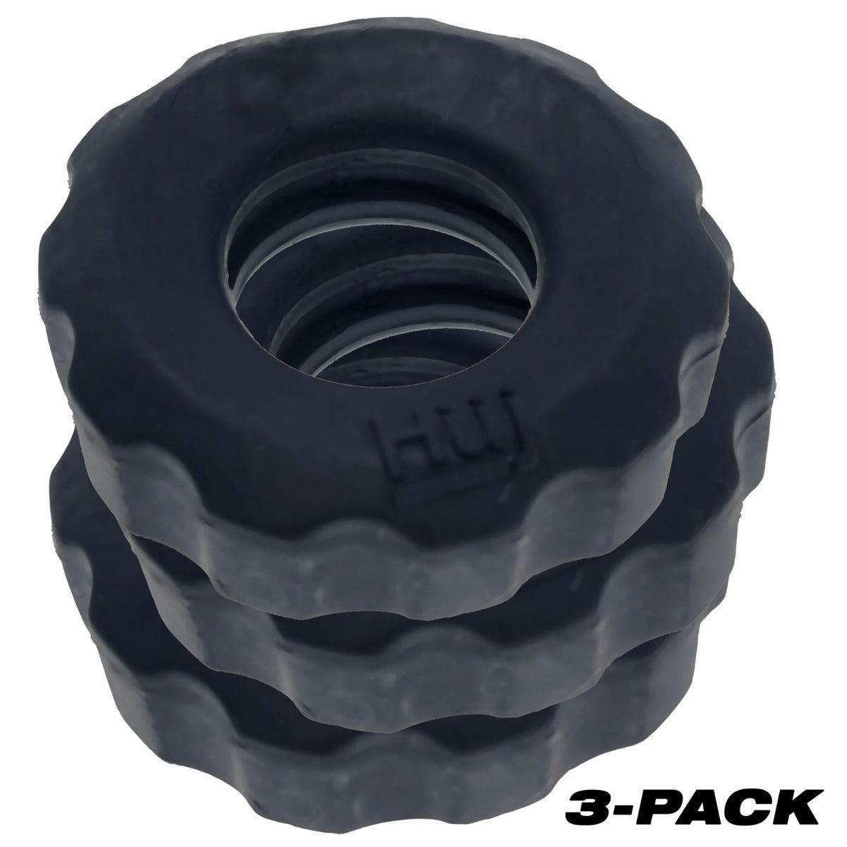 Hunkyjunk Super Huj 3-Pack Cockrings Black Tar Ice