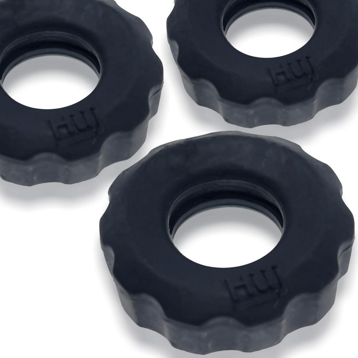 Hunkyjunk Super Huj 3-Pack Cockrings Black Tar Ice