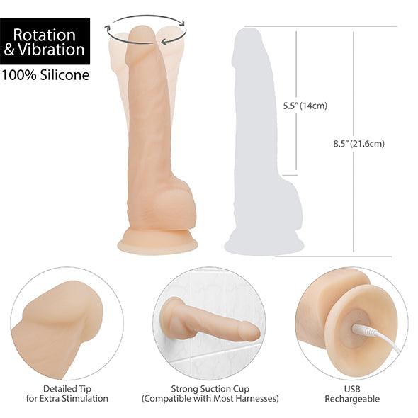 Naked Addiction - Rotating & Vibrating Dong 8 Inch Vanilla