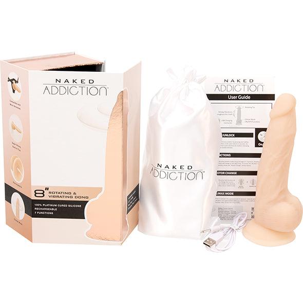 Naked Addiction - Rotating & Vibrating Dong 8 Inch Vanilla