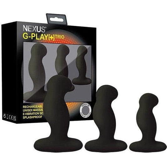 Nexus - G-Play Trio Plus Unisex Vibrator Pack S/M/L Black