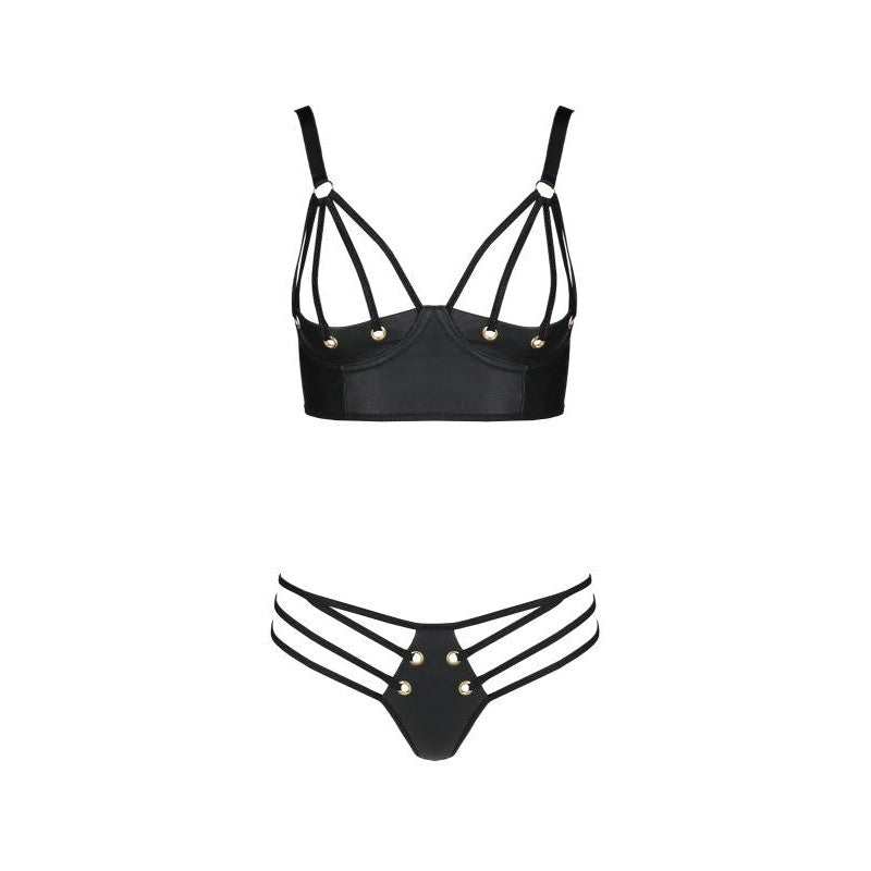 Malwia Strappy Bra Set - Black