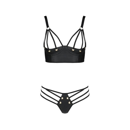 Malwia Strappy Bra Set - Black