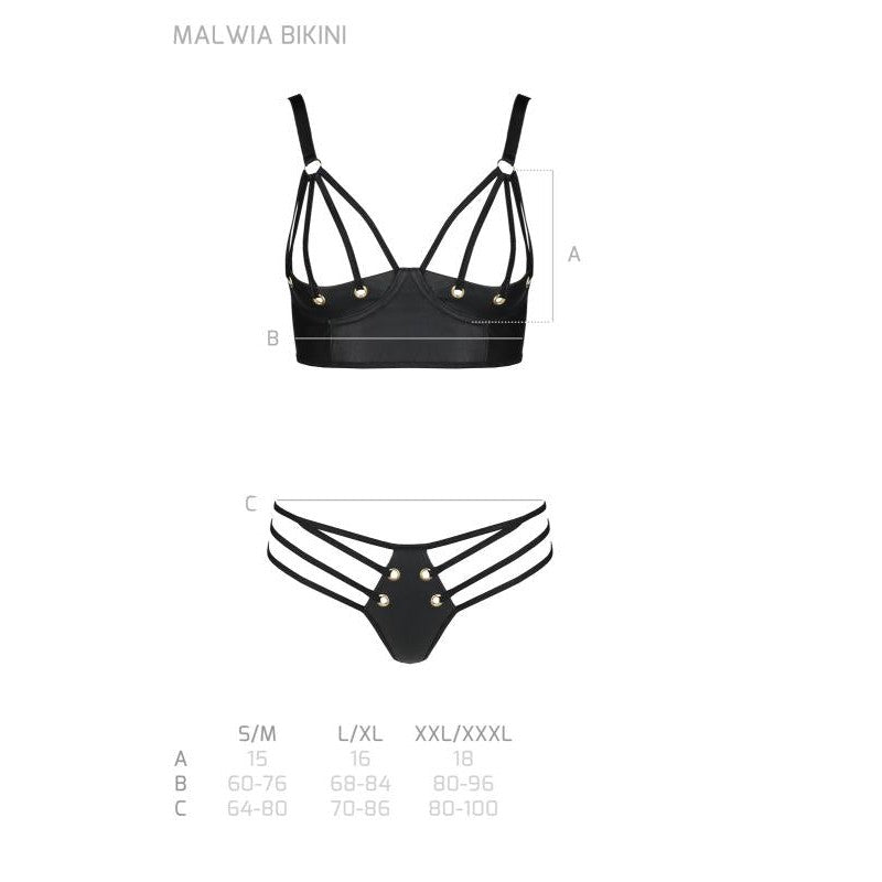 Malwia Strappy Bra Set - Black