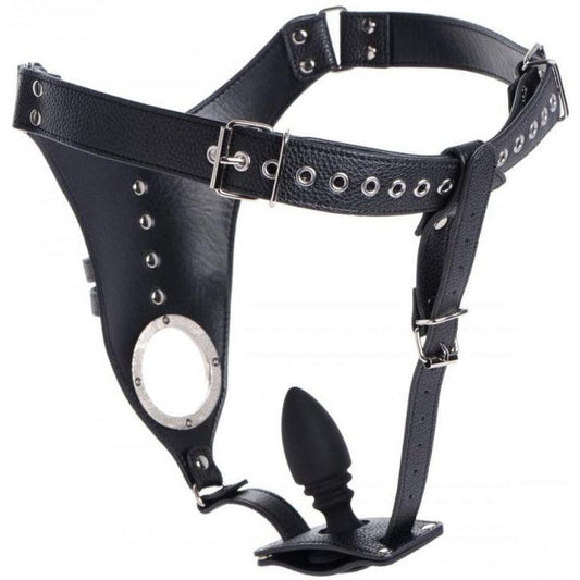 Penis Chastity Belt With Silicone Anal Plug