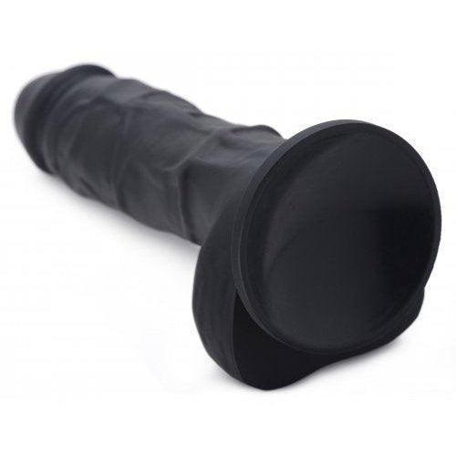 Power Pecker 7 Silicone Dildo with Balls - Black