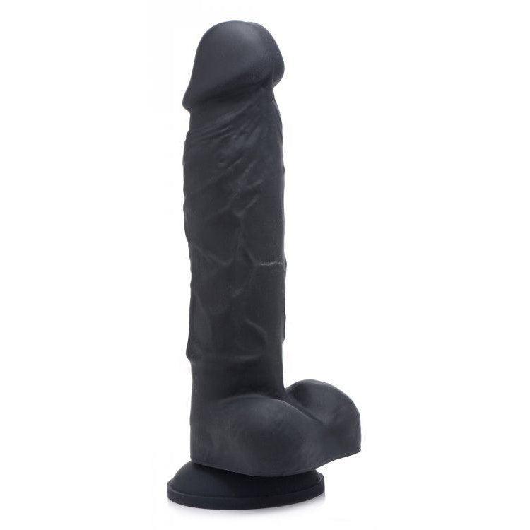 Power Pecker 7 Silicone Dildo with Balls - Black