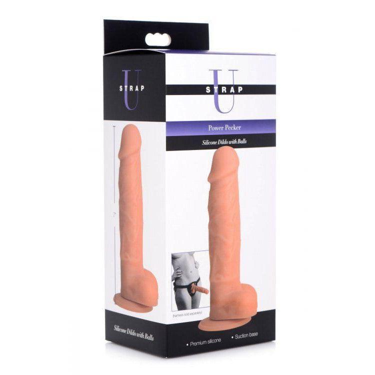 Power Pecker 7 Silicone Dildo with Balls - Flesh