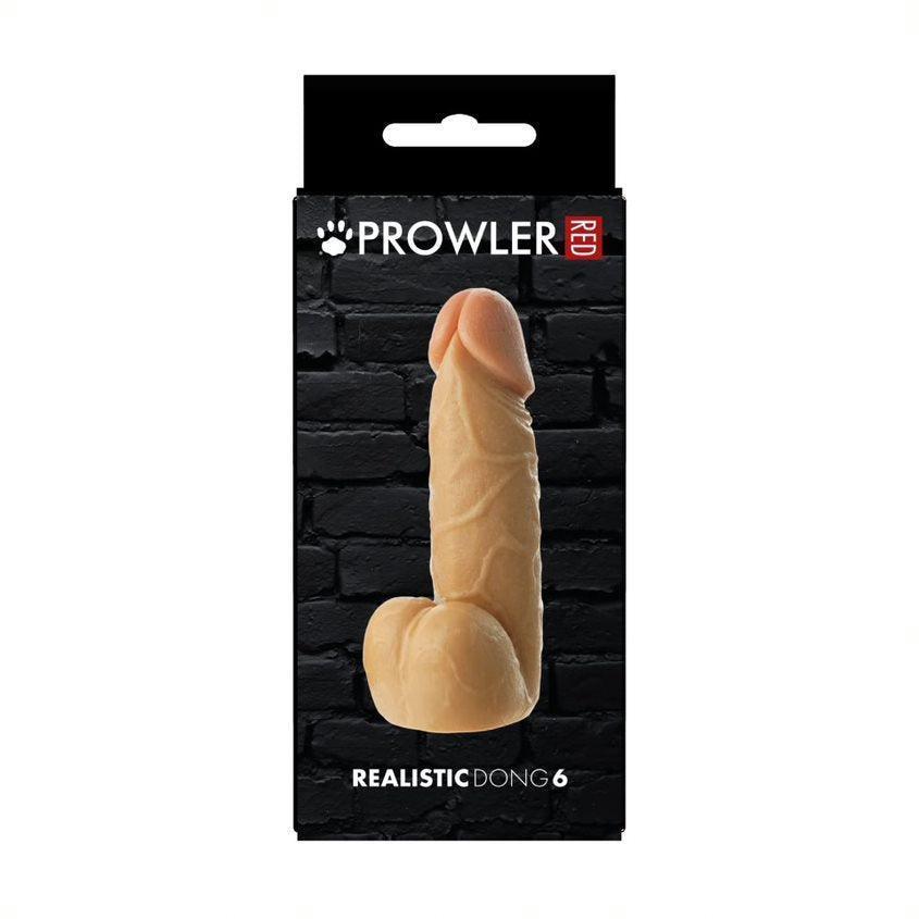 Prowler RED Realistic Dildo With Suction Base Dong and Balls Flesh 6in