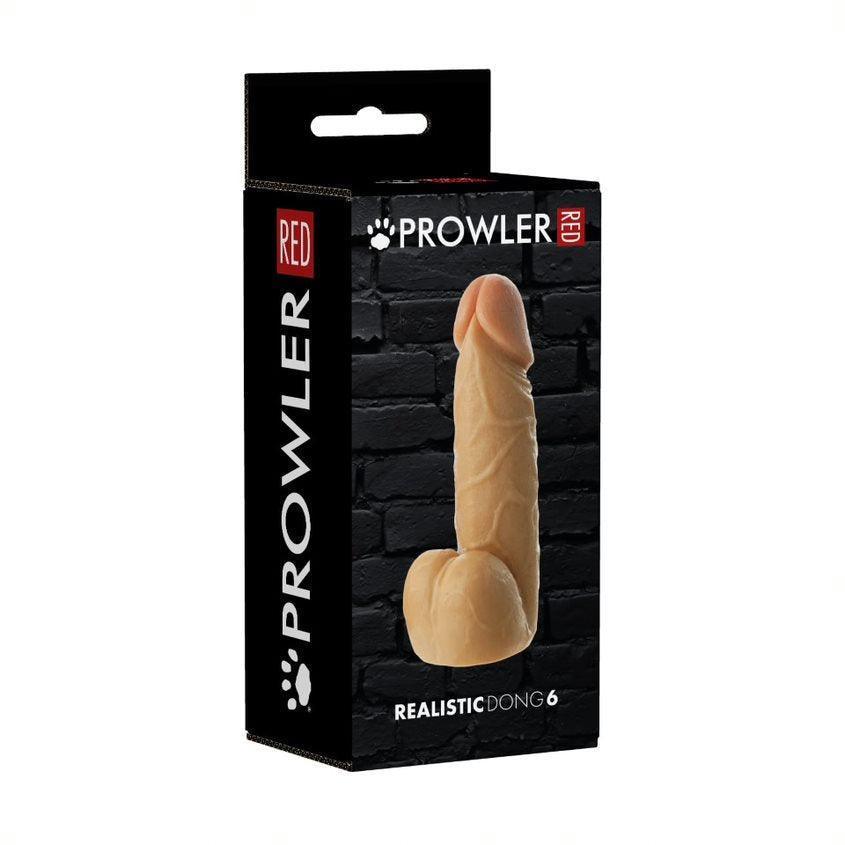 Prowler RED Realistic Dildo With Suction Base Dong and Balls Flesh 6in