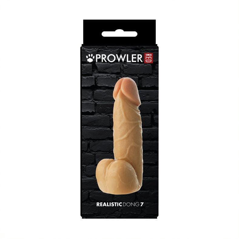 Prowler RED Realistic Dildo With Suction Base Dong and Balls Flesh 7in