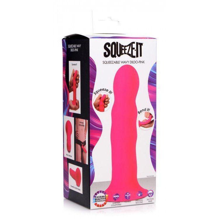 Squeezable Wavy Dildo - Pink