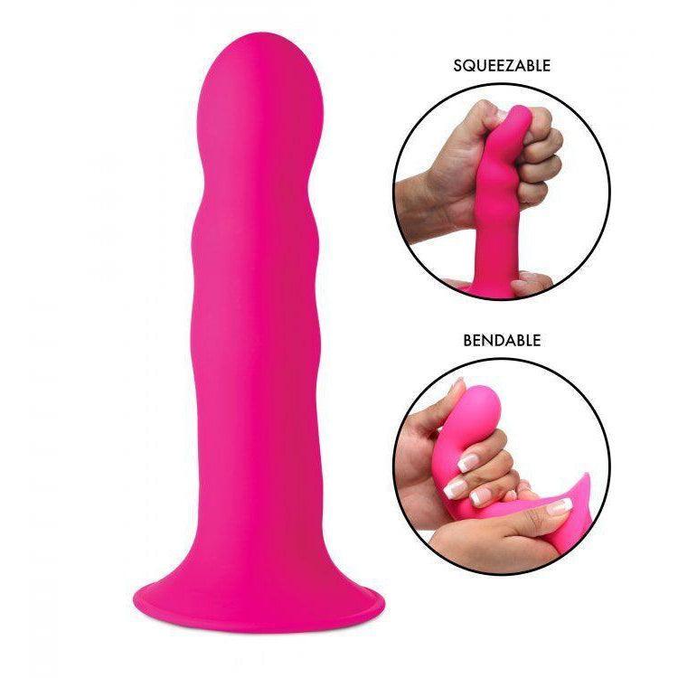 Squeezable Wavy Dildo - Pink