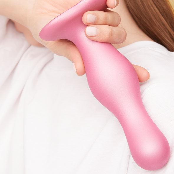 Strap-On-Me - Dildo Plug Curvy Metallic Sugar Pink L