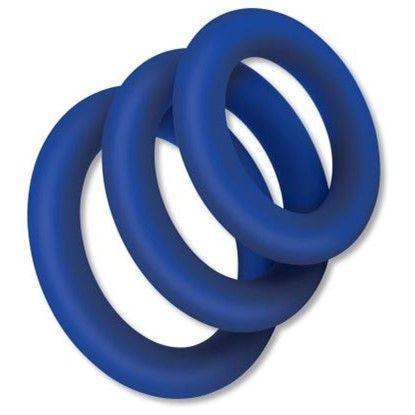 Zolo EXTRA THICK SILICONE COCK RING 3 PK Blue